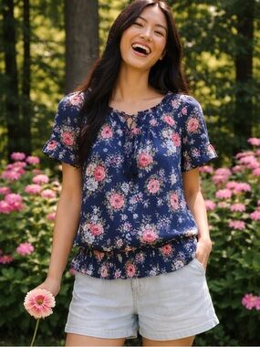 Abercrombie & Fitch Floral Smocked Blouse — Size M